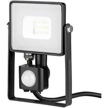 Faro LED 10W Ultra Slim con Sensor de Movimiento PIR, 3000K, 800lm, IP65, Color Negro