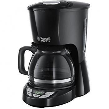 Russell Hobbs Cafetera de Goteo Textures Plus - 10 Tazas, Capacidad de 1,25L, Soporte de Filtro Extraíble, Tecnología de Rociado Avanzada, Cuchara Medidora, Programable, Negro - 22620-56