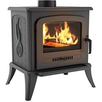 KRATKI Estufa de hierro fundido Koza K7 fi 130 con aspecto retro | Dimensiones en cm: H 55.70 x W 53.60 x D 63.60 | Combustible: leña, potencia nominal de 5 kW, eficiencia energética clase A, certificado CE