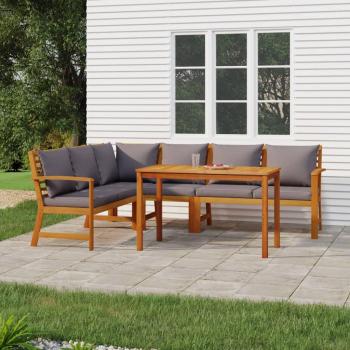 5-Piece Acacia Wood Garden Dining Set with Cushions