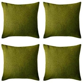 Deconovo Funda cojin de Lino para Salón 4 Piezas 45x45cm Verde