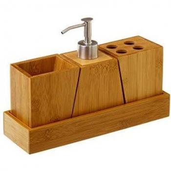 Accesorios de baño nórdicos Marrones de bambú para Cuarto de baño Sol Naciente - LOLAhome