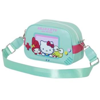 Bolso Bandolera Videojuego Hello Kitty y Amigos, Turquesa, 23 x 14 cm