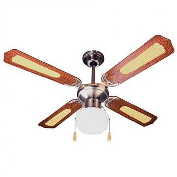 Ventilador de Techo Ardes AR5A107D con Luz, 3 Velocidades, 4 Palas Reversibles, Diámetro 107 cm