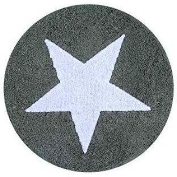 Happy Decor Kids -Alfombra Lavable Round Big Star 100% Algodón Natural -Gris, Blanco- Ø 120 cm