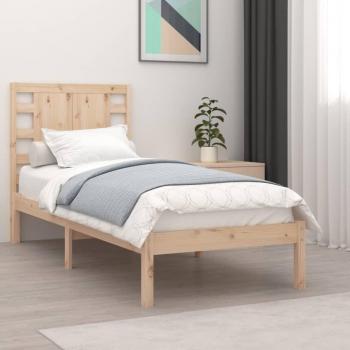 Estructura de cama individual pequeña madera maciza 75x190 cm