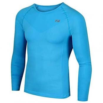 ZONE3 Men's Seamless Camiseta Interior de Manga Larga, Hombre, Azul Turquesa, Small