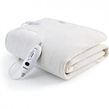 Bedsure Calientacamas Electrico Individual Calentador - Calienta Camas 90 Eléctrica con 3 Ajustes de Temperatura, Manta Calefactora Termica 150x80 Lavable con Apagado Automático, Tacto Suave, Blanco