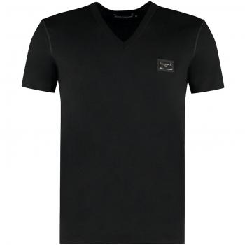 Dolce & Gabbana Men's V-Neck T-Shirt in Black, Size 50, Color N0000
