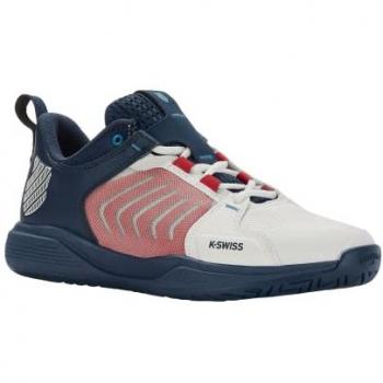 K-Swiss Ultrashot Team Zapatilla de Tenis y Pádel para Hombre, Todas las Superficies, Color Blanco/Azul Oscuro, Talla 42.5