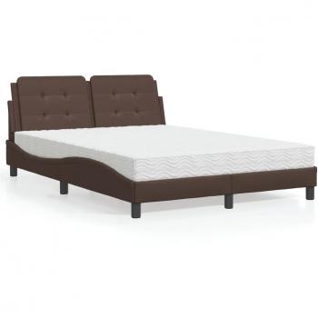 Cama con colchón marrón 140x200cm en cuero sintético Vidaxl