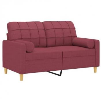 Sofá de 2 plazas con cojines en tela rojo tinto 120 cm