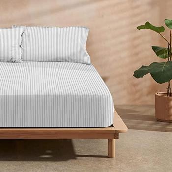 Bajera Papamoa Gris 100% Algodón Orgánico, 175 hilos, para cama de 105x200 cm con fuelle de 30 cm