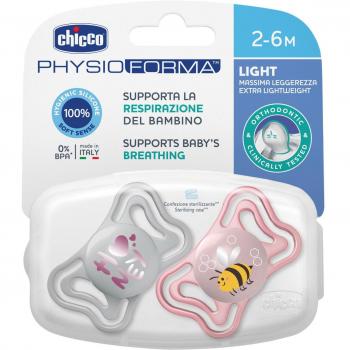 CHICCO CHUPETE SILICONAORTODONTICO PHYSIO LIGHT ROSA 2-6M 2U