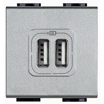 Bticino Cargador Doble USB Livinglight 2,4 A 5 V Tech 2 Módulos NT4285C2
