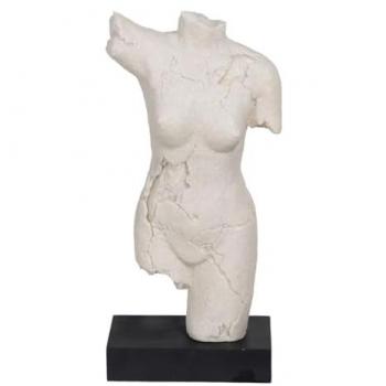 Figura Decorativa de Resina en Negro y Crema para Almacenamiento de Joyas - Dimensiones: 21x12x43,3 cm