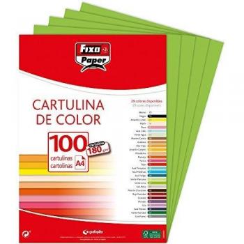 Fixo paper 11110427 z paquete de cartulinas a4 z 100 unidades color verde lima 180g