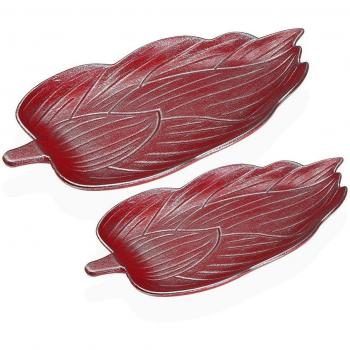 Centro de Mesa Versa Set 2 Piezas Rojo Hoja MDF 18,5 x 3 x 39,5 cm