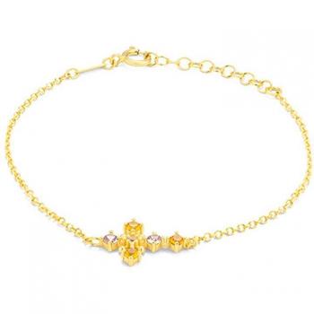 Pulsera Radiant Mujer RY000015 - Elegante Pulsera de Plata Dorada con Detalles Brillantes