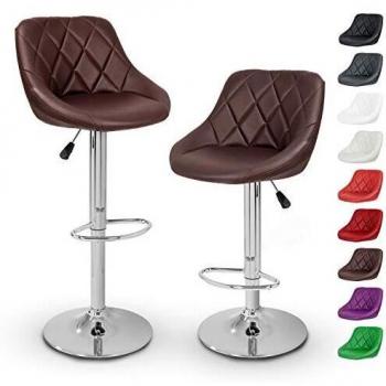 Set de 2 Taburetes de Bar Giratorios, Altura Regulable, Confortables y Cromados en 11 Colores