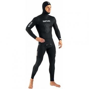 SEAC Black Shark, Traje de Pesca Sub y apnea de Neopreno 3 mm, Dos Piezas, Interior en Espacio para Hombre, Hombre, 0010362270080A, Negro, L