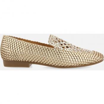 Mocasines de Piel Trenzada Color Platino Detalle Bicolor Mujer Raddusa