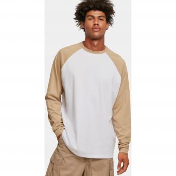 Organic Oversized Raglan Long Sleeve T-Shirt White/Beige 3XL