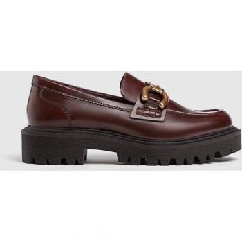 Stradivarius Loafers with track sole detail in BURGUNDY