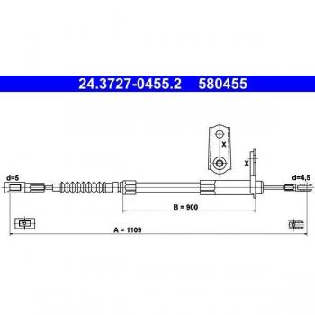 Cable de freno de mano ATE 24.3727-0455.2