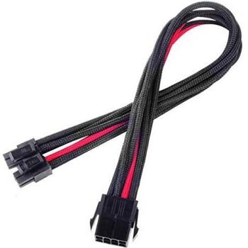 Silverstone SST-PP07-EPS8BR - Cable Extensor enfundado 30cm EPS 8pines a EPS/ATX 4+4pines, Negro Rojo