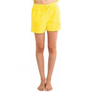 Short de mujer liso con goma a la cintura Starlite Universe, Shorts mujer Mare amarillo con detalle bordado dorado