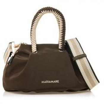 Bolso de mano Mariamare Calera marrón con asas trenzadas y asa bandolera extraíble, cierre con cremallera, casual, sintético