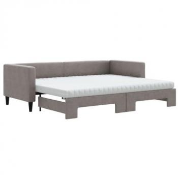 Sofá cama nido extraíble con colchones 80x200 cm Tela Gris Taupe