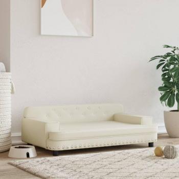 Cama para perros de cuero sintético 90x53x30 cm Color Crema Vidaxl