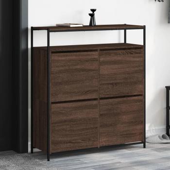 Zapatero 4 cajones abatibles Roble Marrón 100x34x112 cm