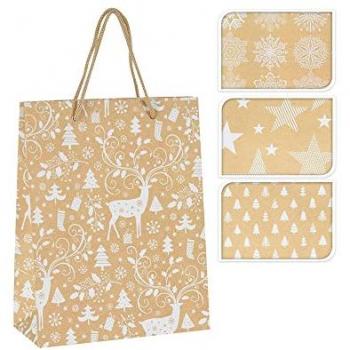 Bolsa de regalo pequeña motivos navideños Kraft Noell 180 x 80 x 230 mm