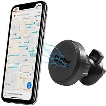 Soporte magnético Giratorio 360° con Clip para Rejilla de ventilación, 2 Placas metálicas Incluidas.