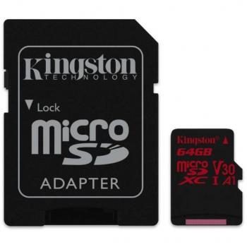 Kingston Canvas React 64GB microSDXC Class 10 UHS-I Card with Adapter