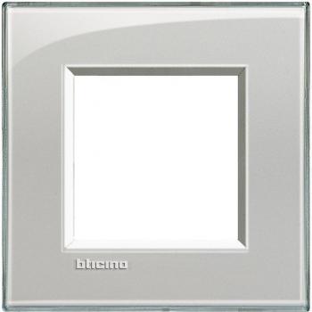 Placa embellecedora 2 módulos color gris hielo BTicino Livinglight LNA4802KG