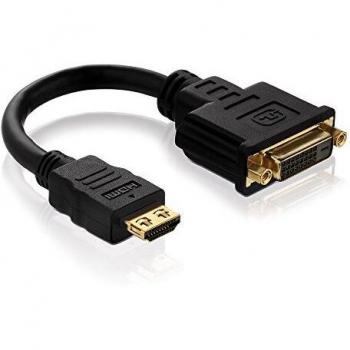 Adaptador HDMI a DVI-D 0,10 m PureLink PureInstall - Alta Velocidad, Vergoldado, Negro