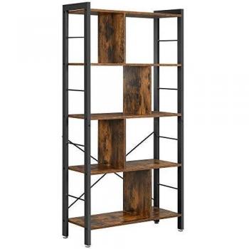 VASAGLE Biblioteca, Armario de Libros, Estantería de Estilo Industrial, Librería de 4 Niveles, para Salón, Estudio, Oficina, Cocina, Habitación de Ninos, Marrón Rústico y Negro LBC12BX
