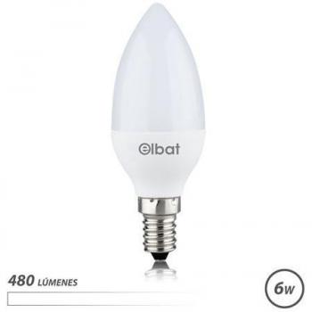 Bombilla LED C37 6W E14 480lm Luz Blanca 4000K Elbat