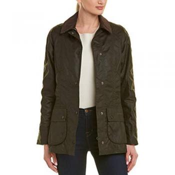 Barbour Classic Beadnell Ladies Wax Jacket - Olive - UK16 EU42 US12 - Female, Multiple Pockets, Size: XL, Green Velvet Collar