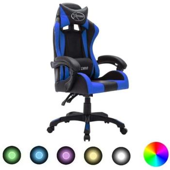 Silla Gaming Torana con Luces LED RGB, Cuero Sintético Azul y Negro