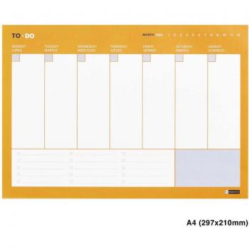Planificador semanal MiquelRius A4 To-do con diseño horizontal, tamaño A4, incluye secciones para tareas y notas, ideal para la organización semanal