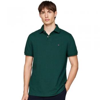 Polo de Piqué Texturizado Tommy Hilfiger para Hombre - Verde Ornamental - XL - Colección 1985, Algodón Orgánico, Manga Corta