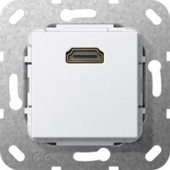 Gira 567003 Glossy White HDMI Cable Connector with Central Cover Plate