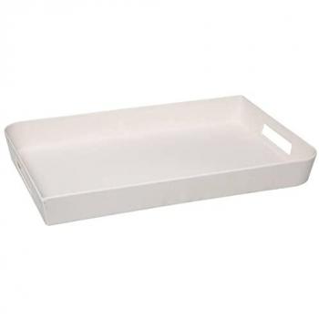 Bandeja de Melamina 45x30cm con Asideros Incorporados, Color Blanco, Dimensiones 45x30x5cm