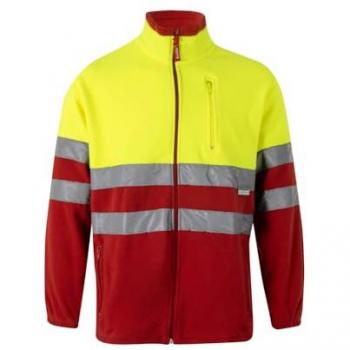 Chaqueta Polar Bicolor VELILLA Serie 183 Color Rojo y Amarillo Fluor Talla M