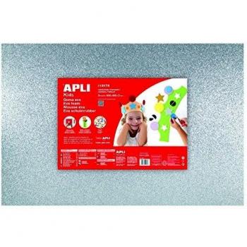 APLI Kids 13176- Goma EVA purpurina plata 600 x 400 mm 3 hojas